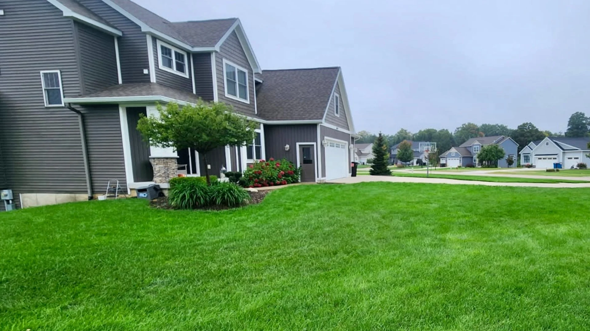 Home in Grand Rapids, MI with green grass that's weed-free.