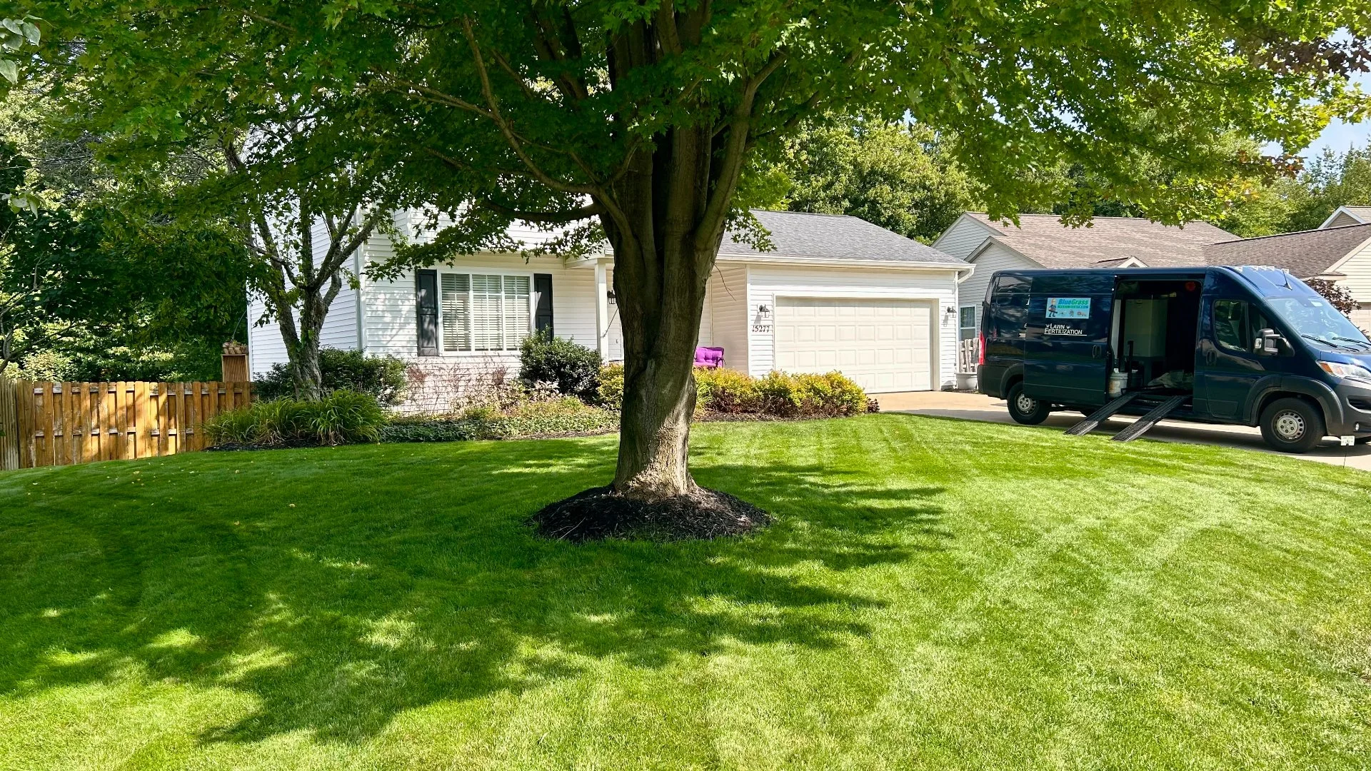 Home in Grand Rapids, MI with green grass that's weed-free.