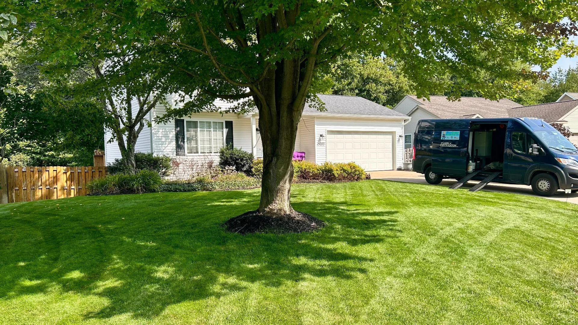 Home in Grand Rapids, MI with green grass that's weed-free.