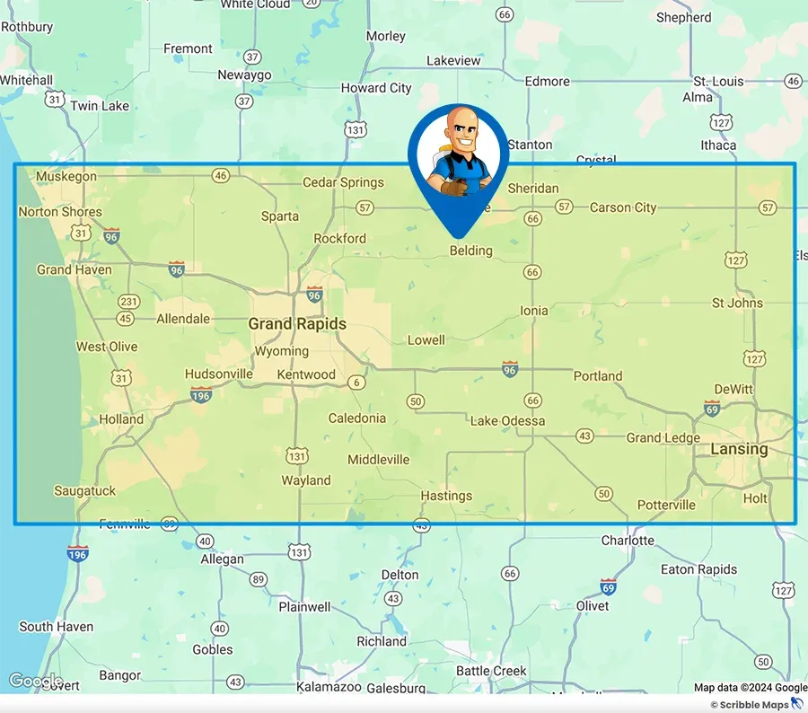 BlueGrass Lawns Service Area Map Michigan