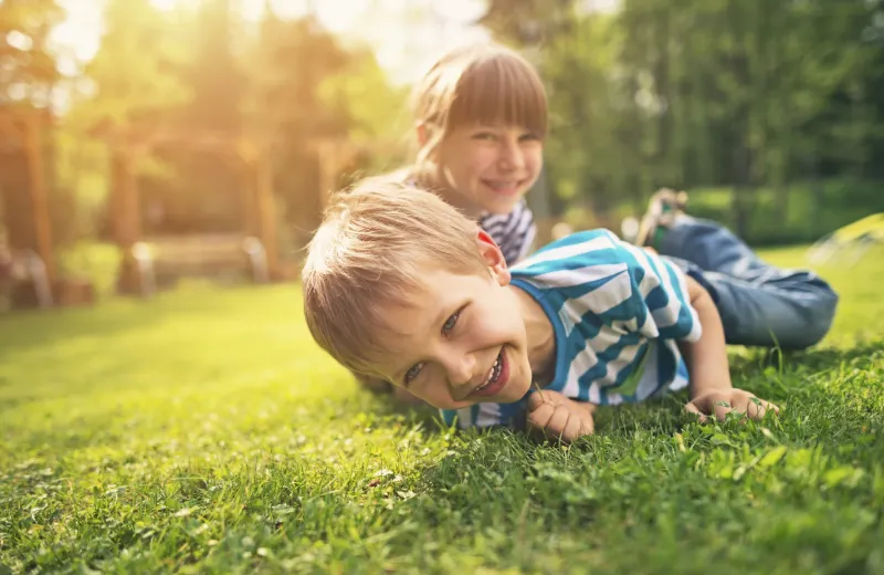 kid in lawn
